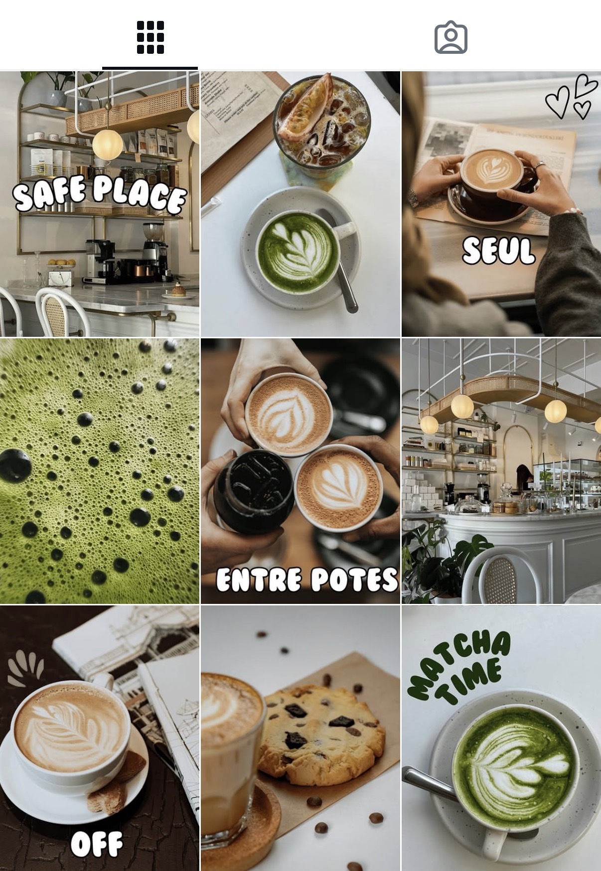 Feed Instagram — café & matcha